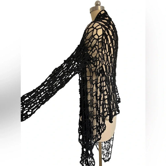 Anthropologie Pure Handknit crochet 100% cotton fishnet cardigan Wrap One Size - Picture 4 of 7